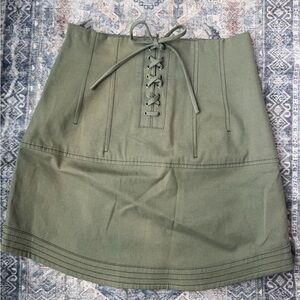 Marissa Webb Olive Green Lace-Up Mini Skirt